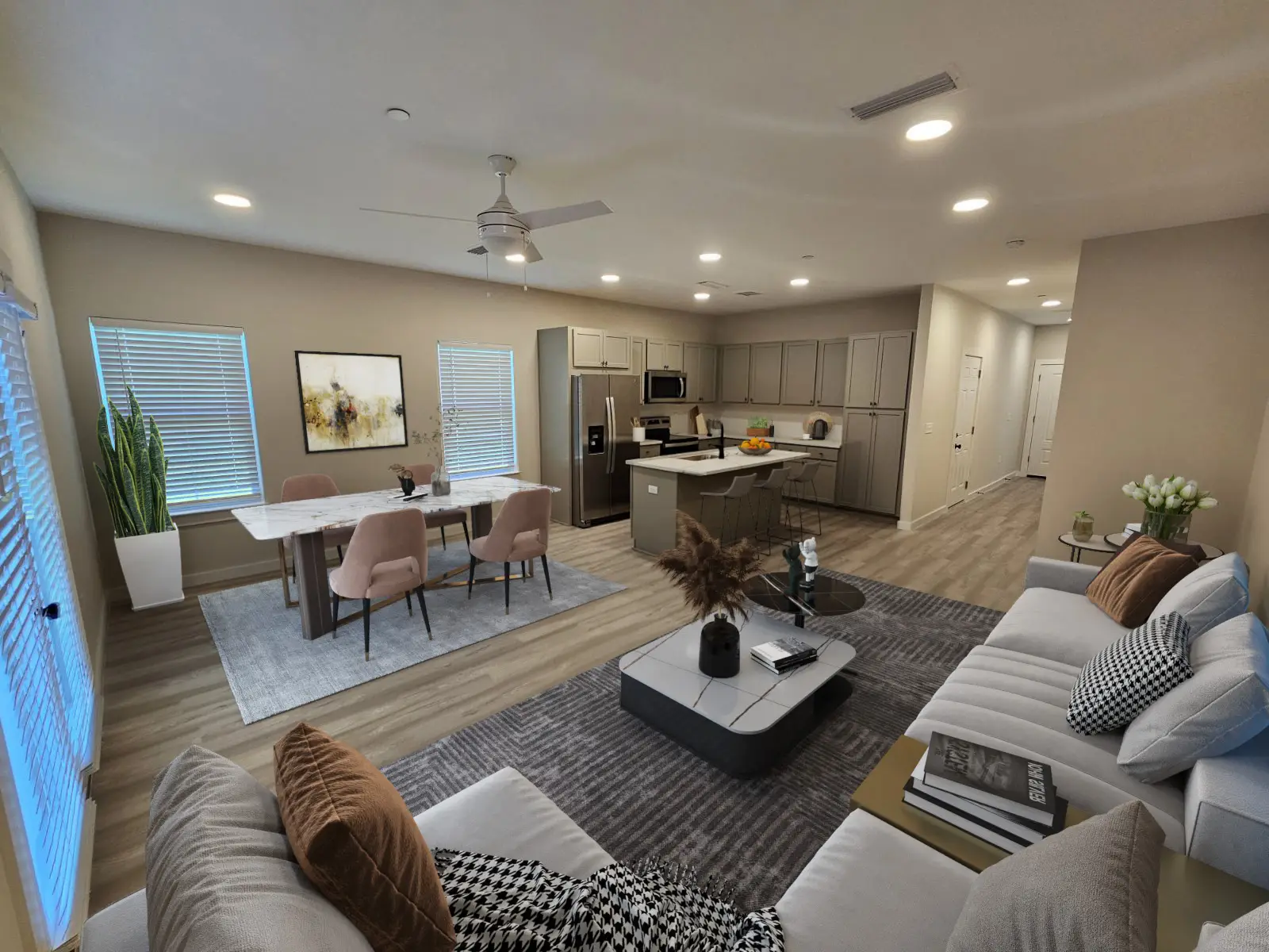 Living Room & Kitchen- Westgate Townhomes