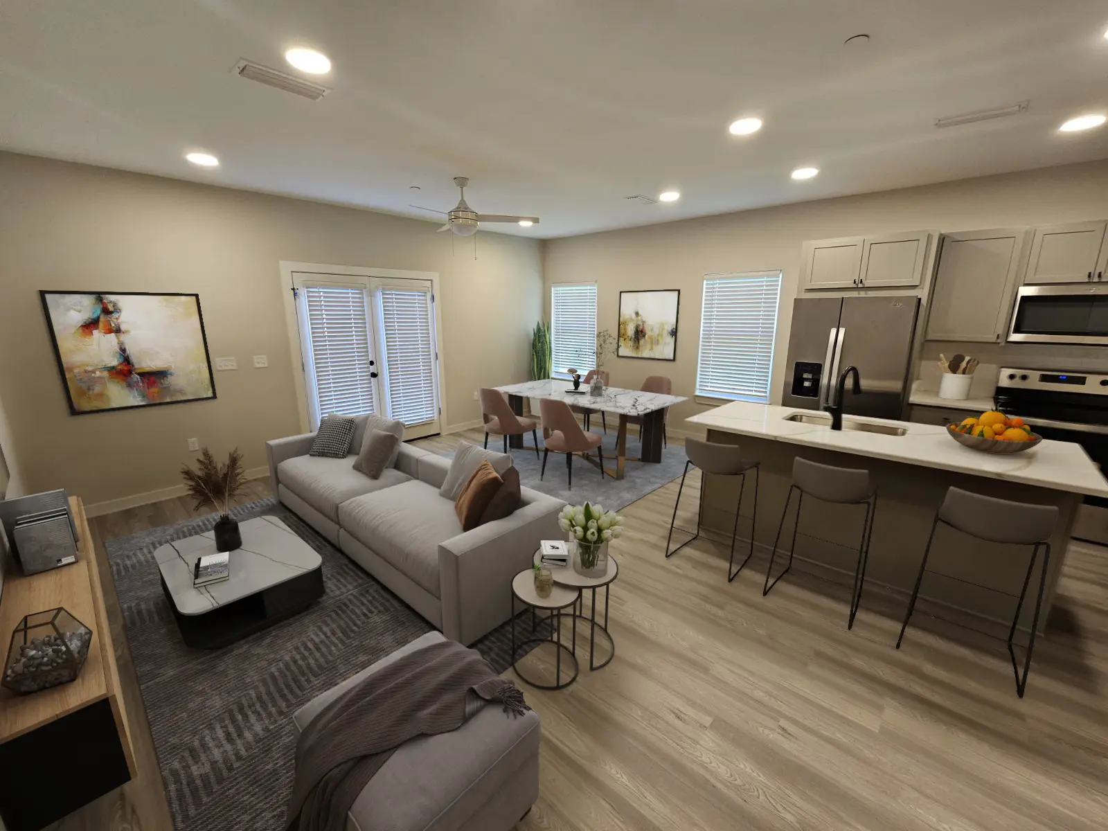 Living Room & Kitchen- Westgate Townhomes