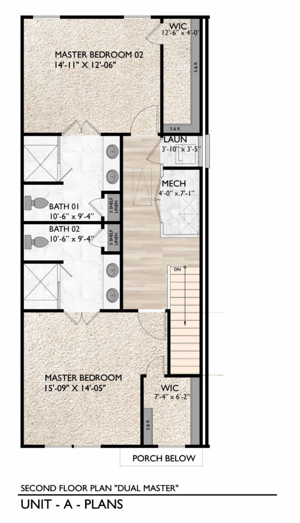 2 Bedroom Second Floor Plane - Westgate Townhomes