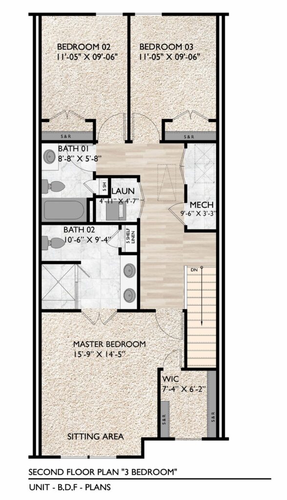 3 Bedroom First Floor Plane - Westgate Townhomes